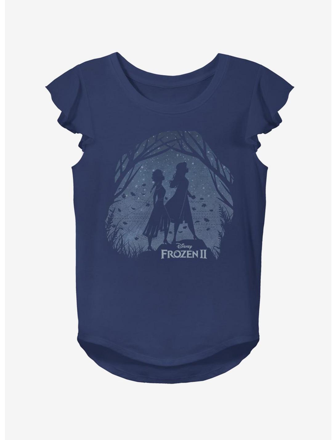 Disney Frozen 2 Forest Adventure Youth Girls Flutter Sleeve T-Shirt, NAVY, hi-res