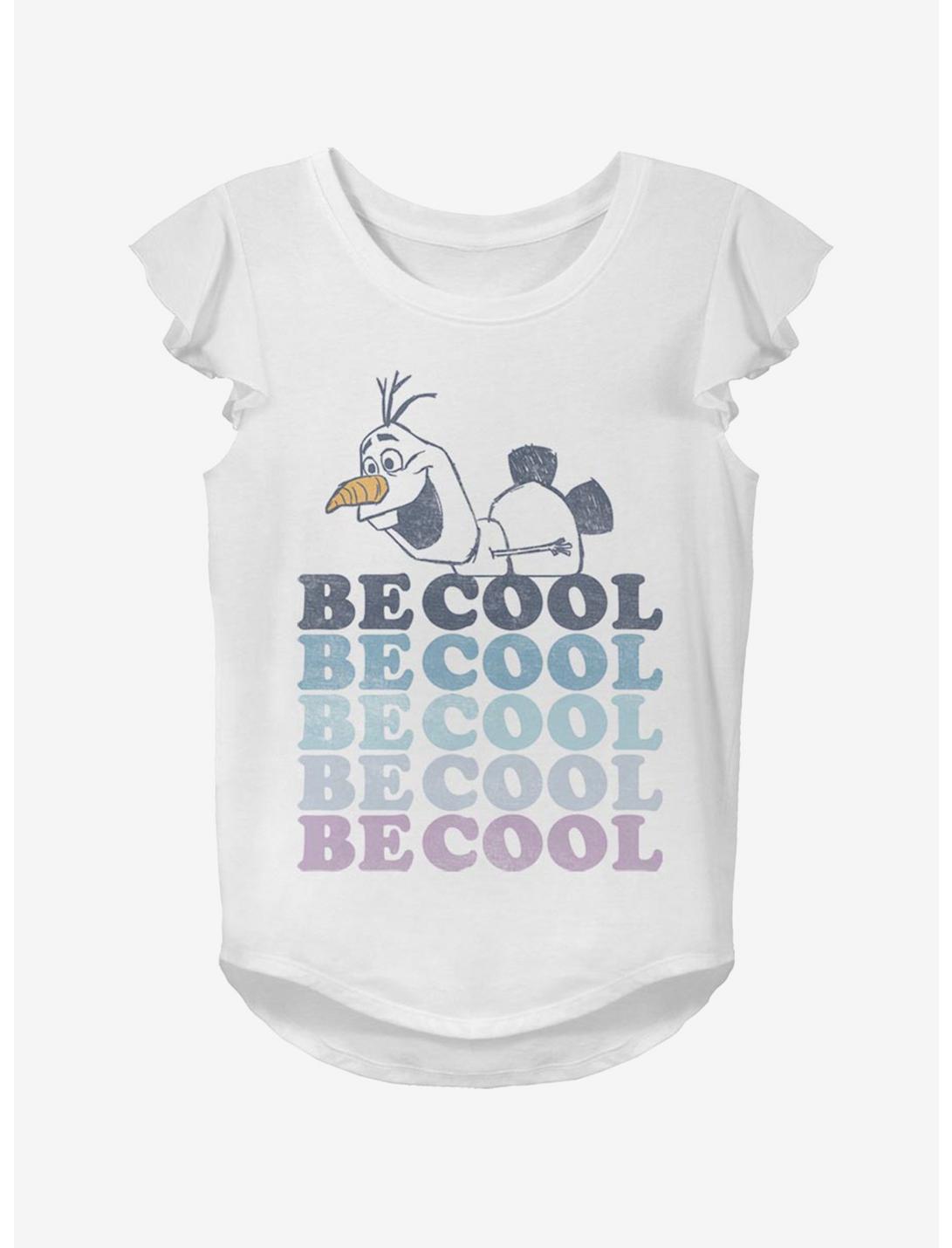 Disney Frozen 2 Olaf Be Cool Youth Girls Flutter Sleeve T-Shirt, WHITE, hi-res