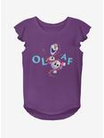 Disney Frozen 2 Olaf Loves Fall Youth Girls Flutter Sleeve T-Shirt, PURPLE, hi-res