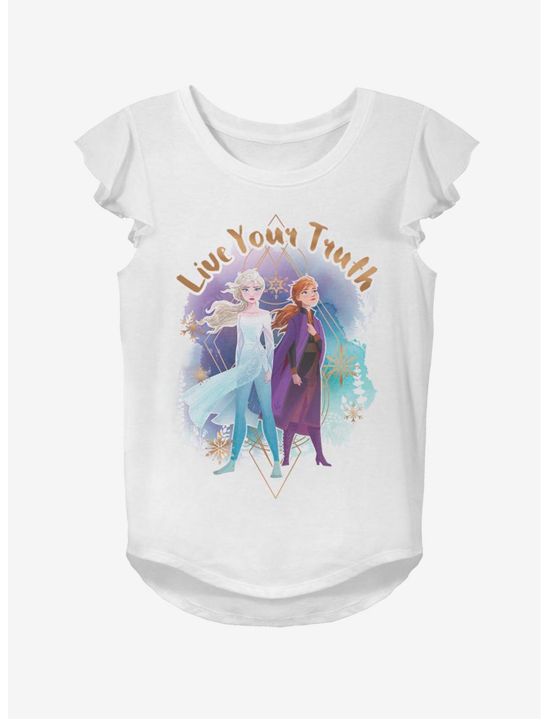 Disney Frozen 2 Live Your Truth Youth Girls Flutter Sleeve T-Shirt, WHITE, hi-res