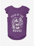 Disney Mickey Mouse Year Of The Mouse Youth Girls Flutter Sleeve T-Shirt, PURPLE, hi-res