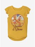 Disney Minnie Mouse Sparkle And Shine Youth Girls Flutter Sleeve T-Shirt, GOLD, hi-res