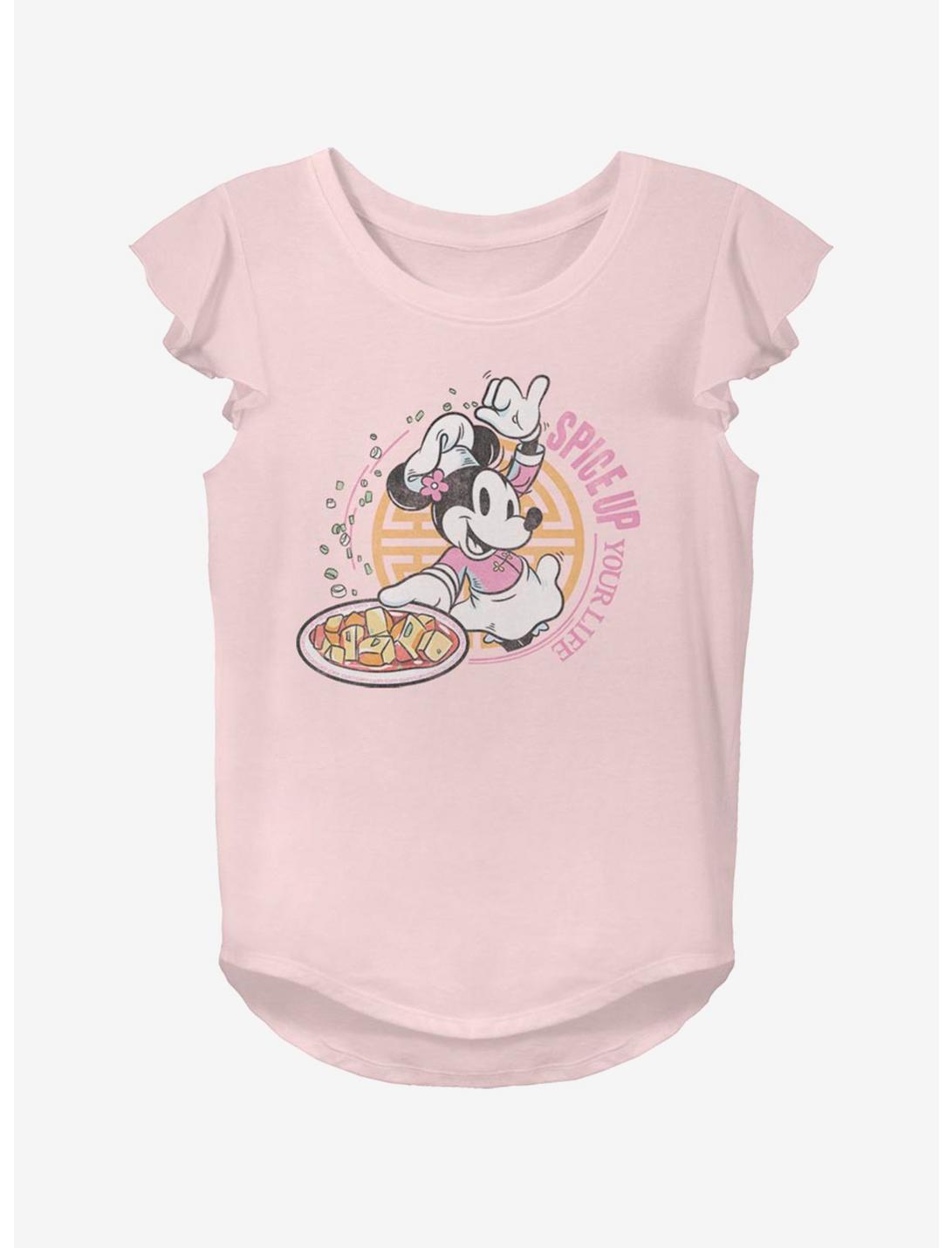 Disney Minnie Mouse Spice Up Your Life Youth Girls Flutter Sleeve T-Shirt, LIGHT PINK, hi-res