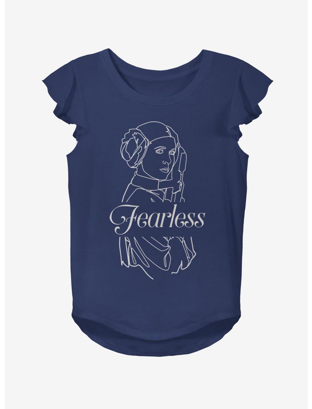 Star Wars Fearless Leia Youth Girls Flutter Sleeve T-Shirt, NAVY, hi-res