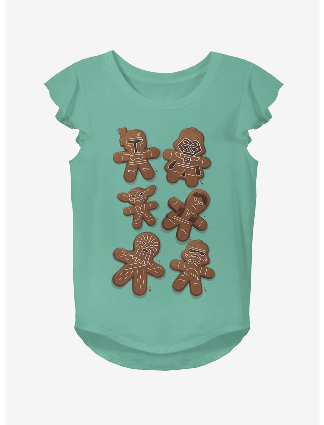 Star Wars Gingerbread Wars Youth Girls Flutter Sleeve T-Shirt, AQUA, hi-res