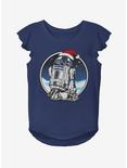 Star Wars Holiday D2 Youth Girls Flutter Sleeve T-Shirt, NAVY, hi-res