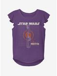 Star Wars Episode IX The Rise Of Skywalker Kyber Youth Girls Flutter Sleeve T-Shirt, PURPLE, hi-res