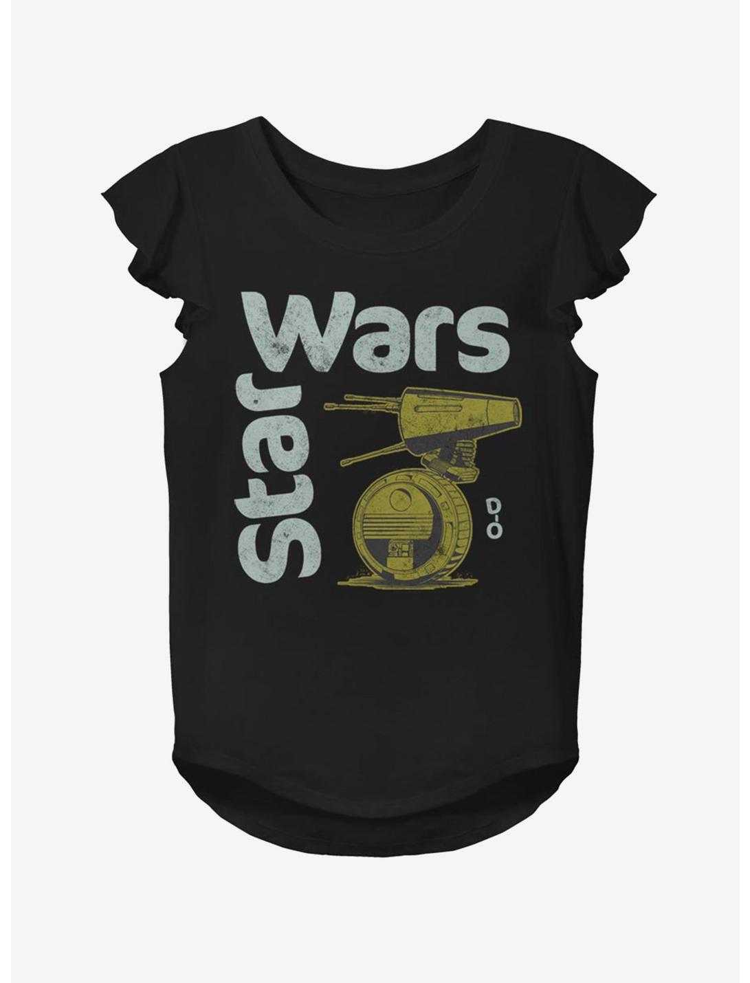 Star Wars Episode IX The Rise Of Skywalker Lil' Droid Youth Girls Flutter Sleeve T-Shirt, BLACK, hi-res
