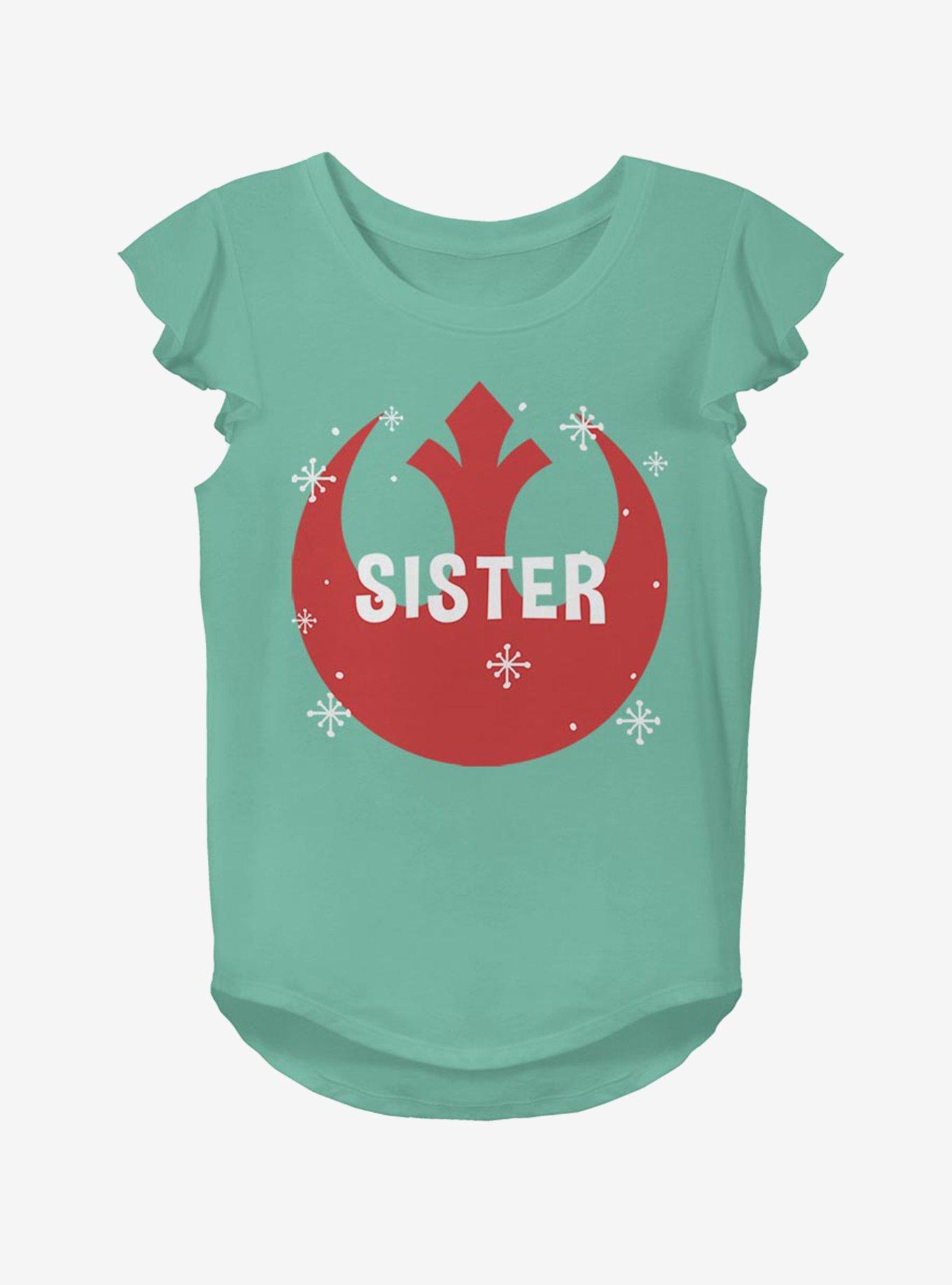 Star Wars Overlay Sister Youth Girls Flutter Sleeve T-Shirt, AQUA, hi-res