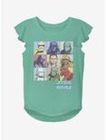 Star Wars Episode IX The Rise Of Skywalker Pastel Rey Boxes Youth Girls Flutter Sleeve T-Shirt, AQUA, hi-res