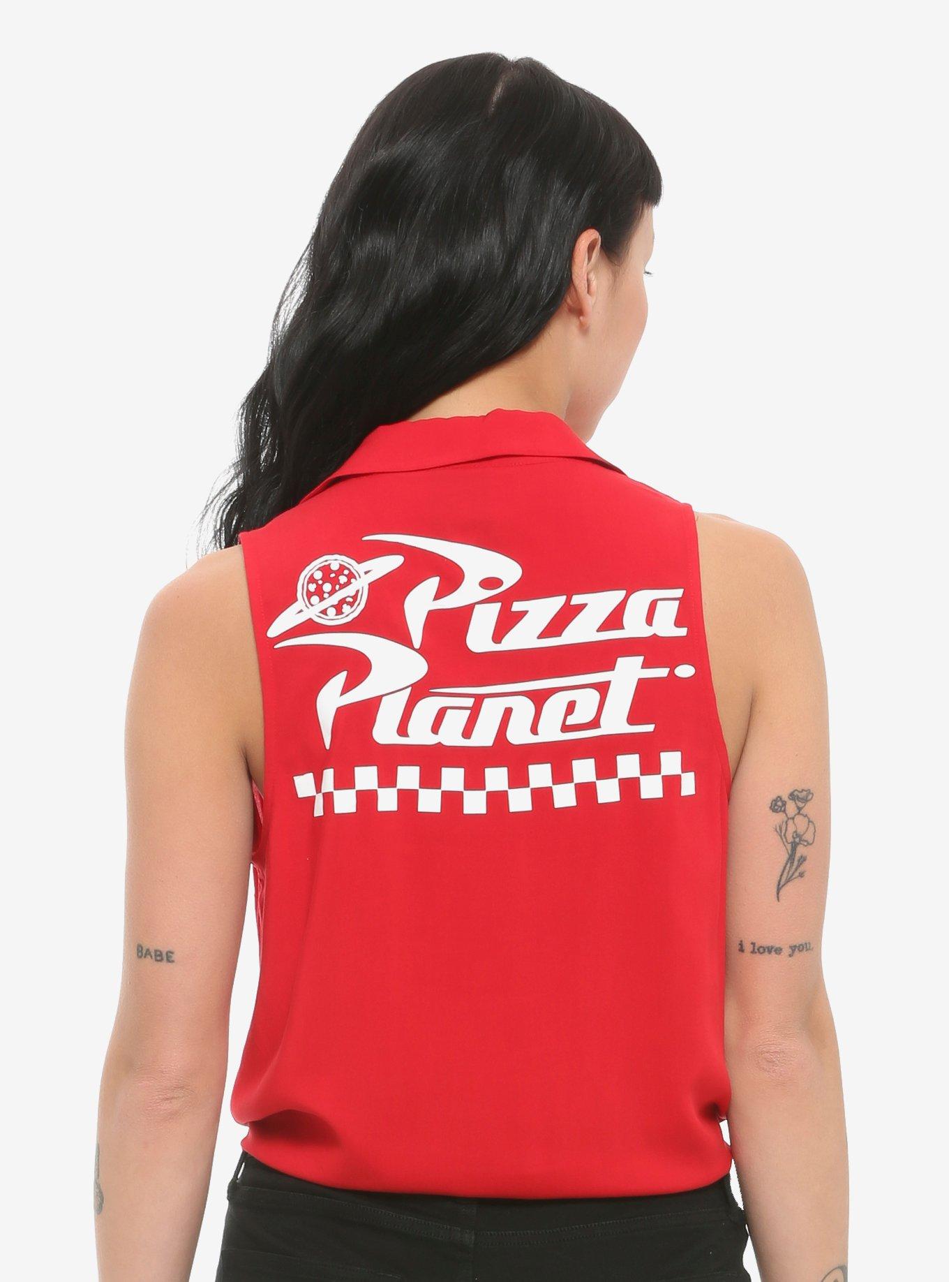 Disney Pixar Toy Story Pizza Planet Tie-Front Girls Woven Tank Top, WHITE, hi-res