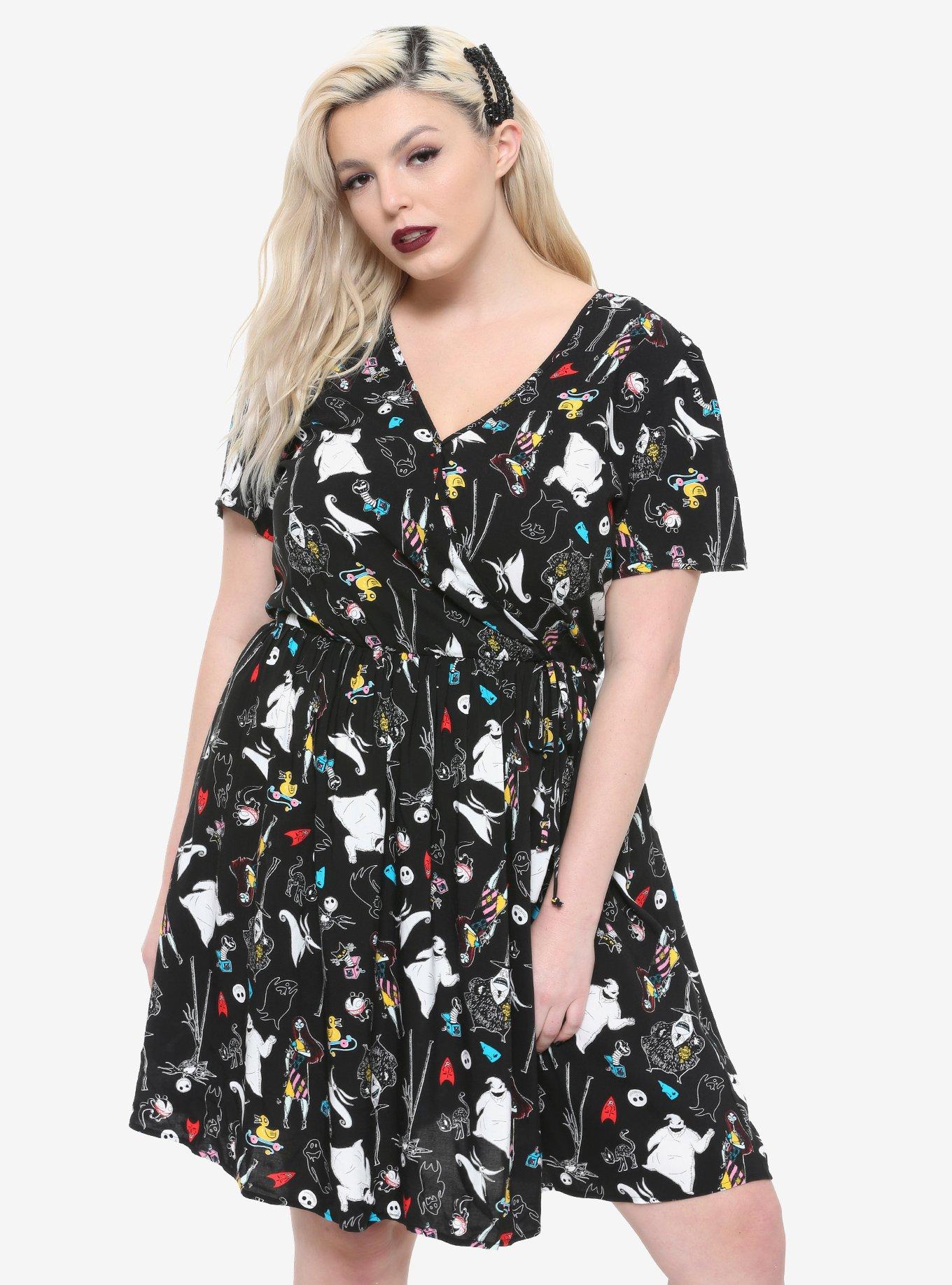 The Nightmare Before Christmas Faux Wrap Dress Plus Size, MULTI, hi-res