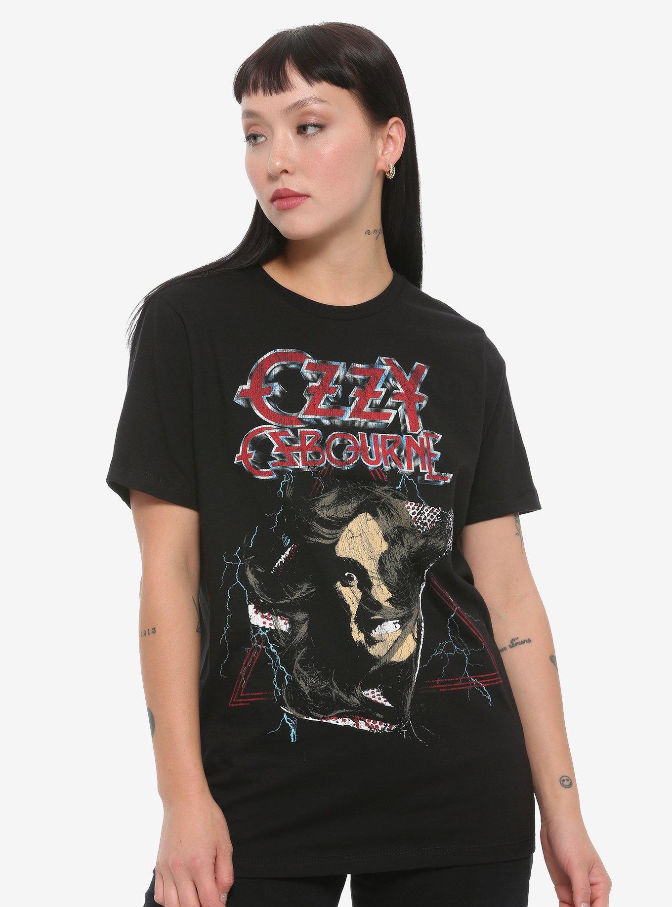 Ozzy Osbourne Triangle Portrait Girls T-Shirt, BLACK, hi-res