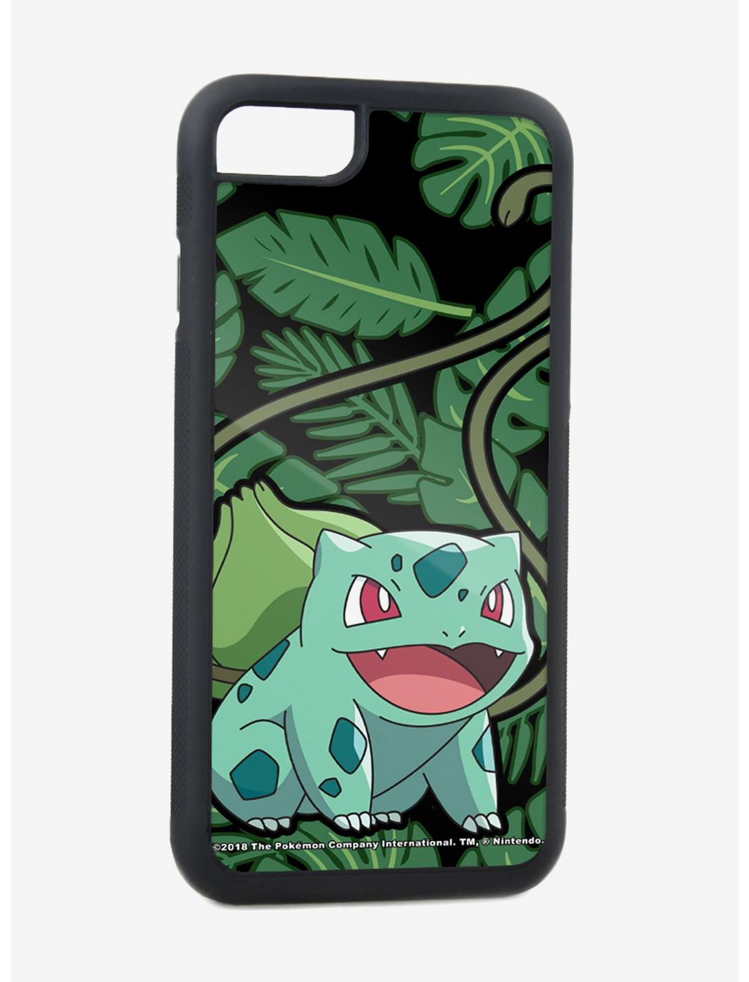 Pokemon Bulbasaur Roar Pose Leaves Black Greens iPhone XS Rubber Cell Phone Case, , hi-res