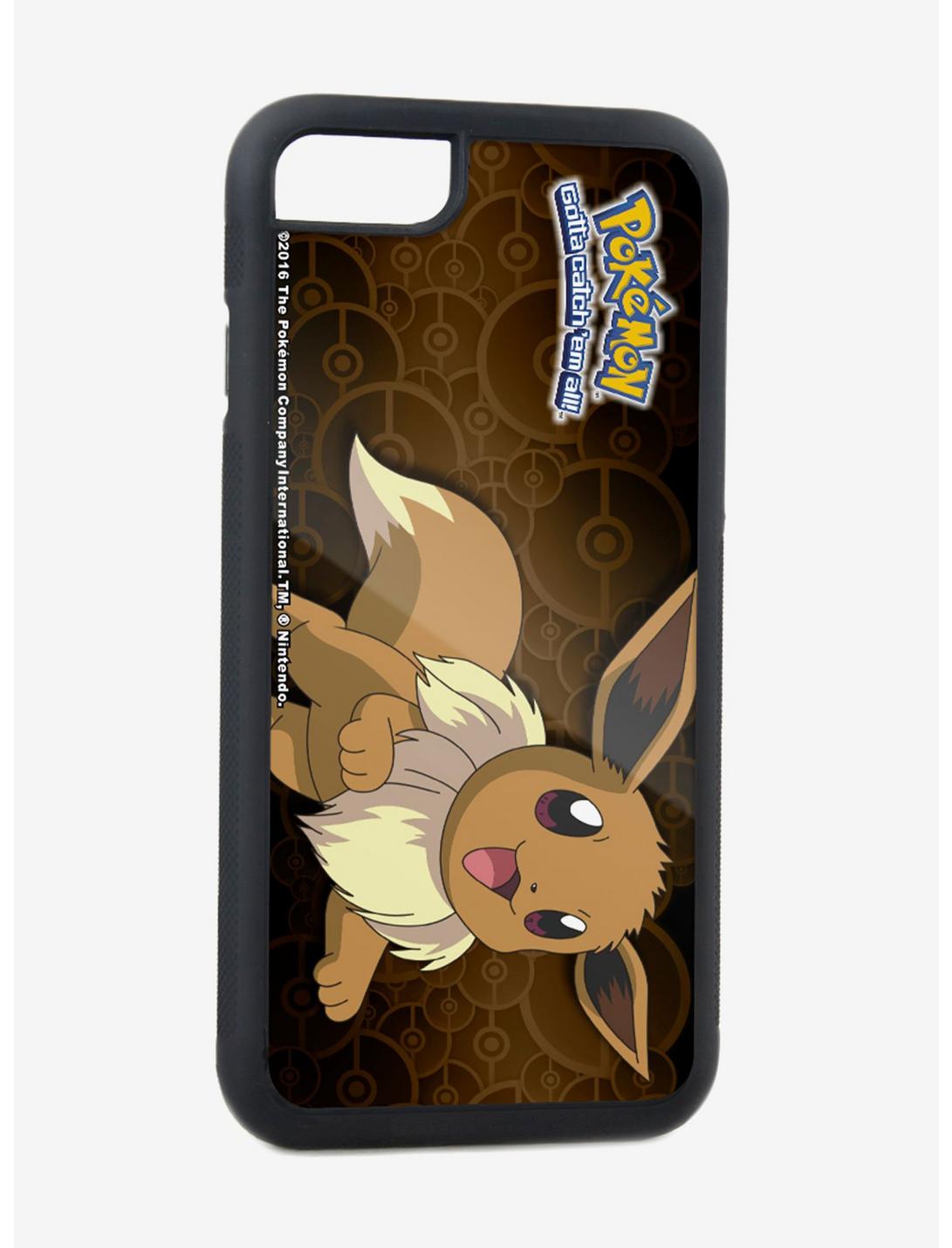 Pokemon Eevee Happy Jumping Pose Poke Balls Wood Browns iPhone XR Rubber Cell Phone Case, , hi-res