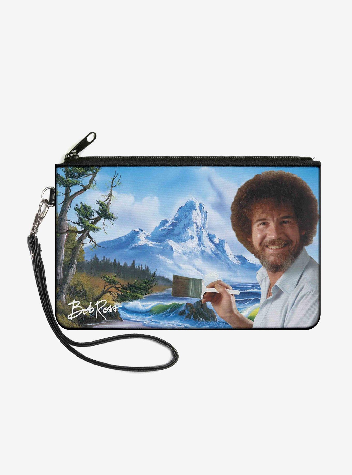 Bob Ross Painting Pose Mountains Landscape Wallet Canvas Zip Clutch