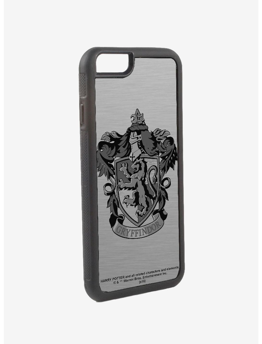 Harry Potter Gryffindor Crest Logo Brushed Silver Black iPhone XR Rubber Cell Phone Case, , hi-res