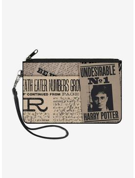 Harry Potter Newspaper Headlines Undesirable No 1 Wallet Canvas Zip Clutch, , hi-res
