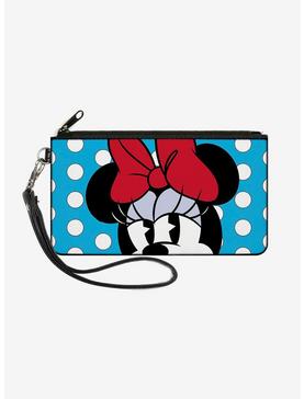 Disney Minnie Mouse Style Face Close Up Dots Wallet Canvas Zip Clutch, , hi-res