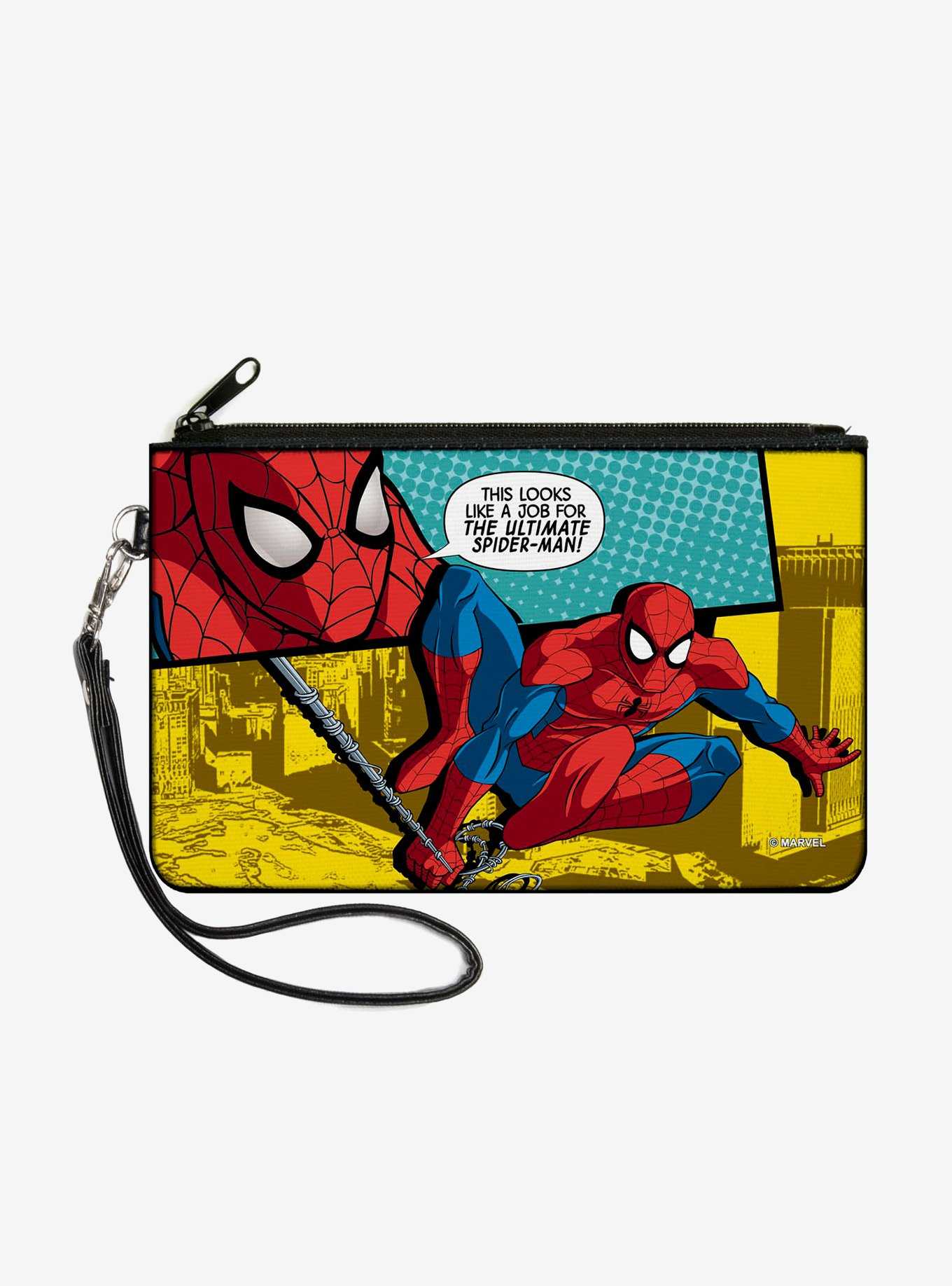 Marvel Spider-Man This Looks Like A Job For The Ultimate Spider Man Wallet Canvas Zip Clutch, , hi-res