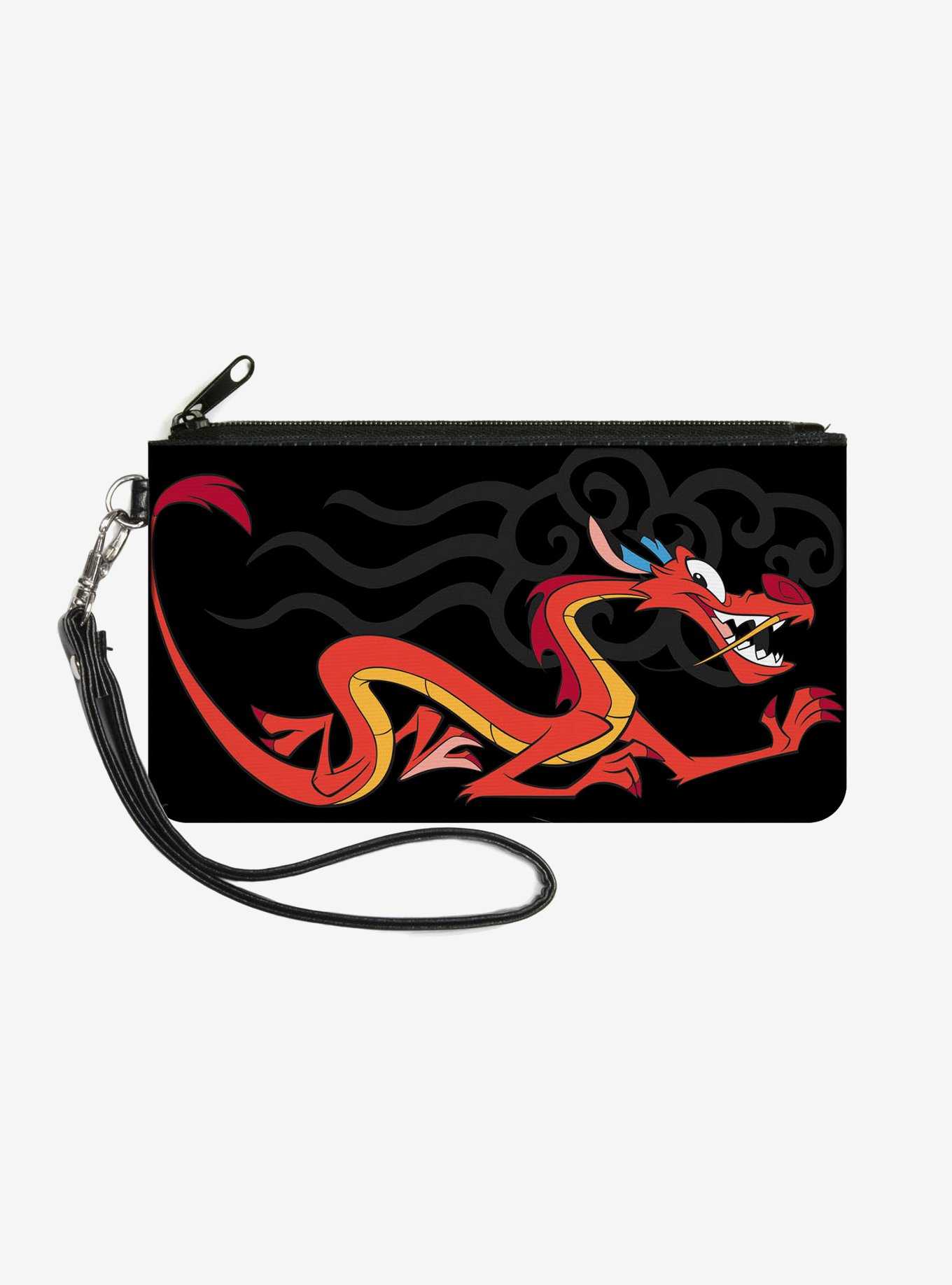 Disney Mulan Mushu Dragon Pose Fire Icon Wallet Canvas Zip Clutch, , hi-res
