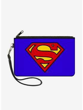 DC Comics Superman Shield Wallet Canvas Zip Clutch, , hi-res