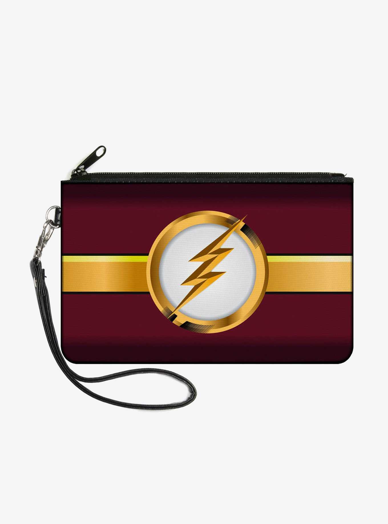 DC Comics The Flash Logo Stripe Wallet Canvas Zip Clutch, , hi-res