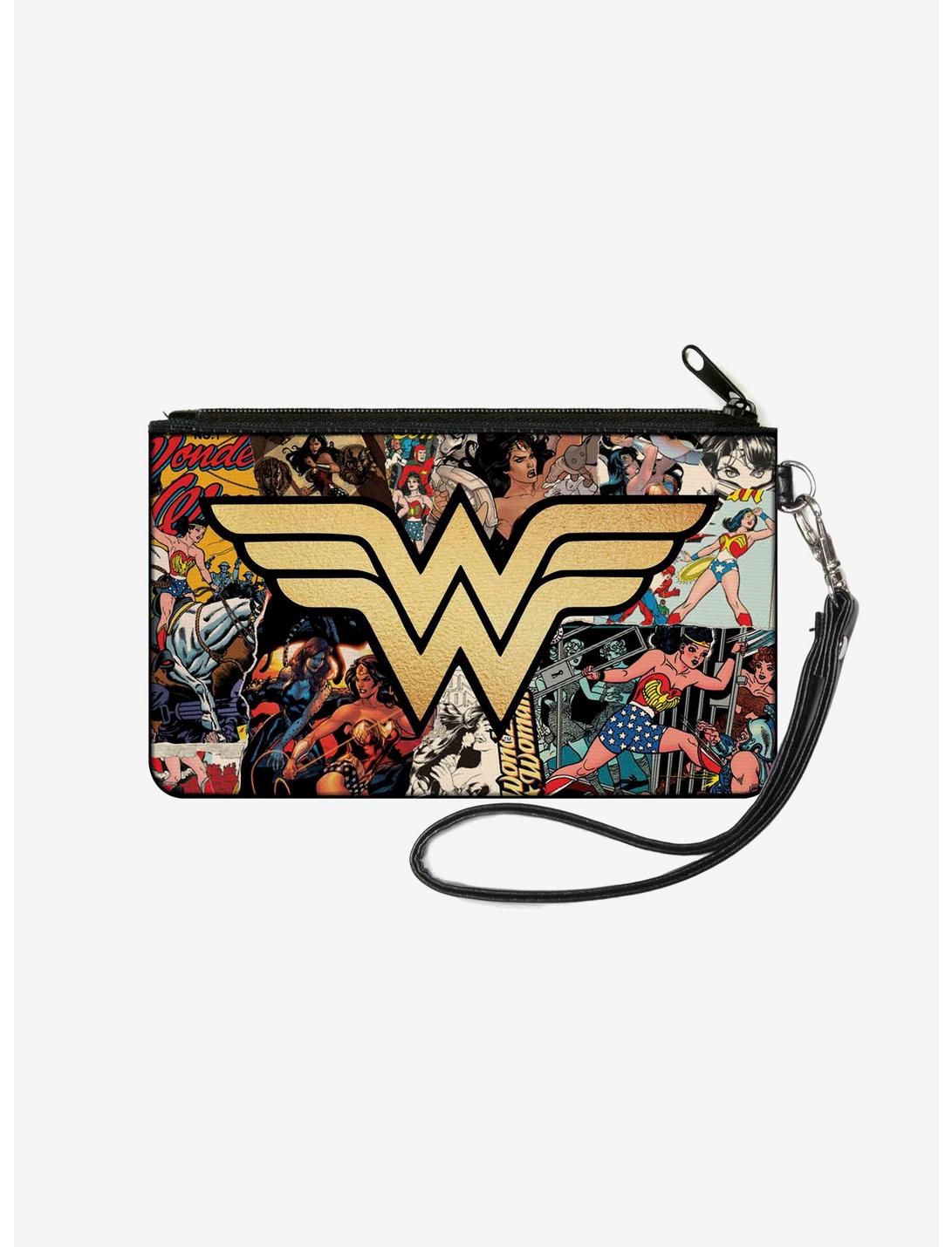 DC Comics Wonder Woman Icon Through The Years Comics Book Covers Wallet Canvas Zip Clutch, , hi-res