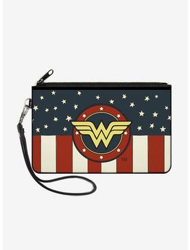 DC Comics Wonder Woman Logo Americana Wallet Canvas Zip Clutch, , hi-res