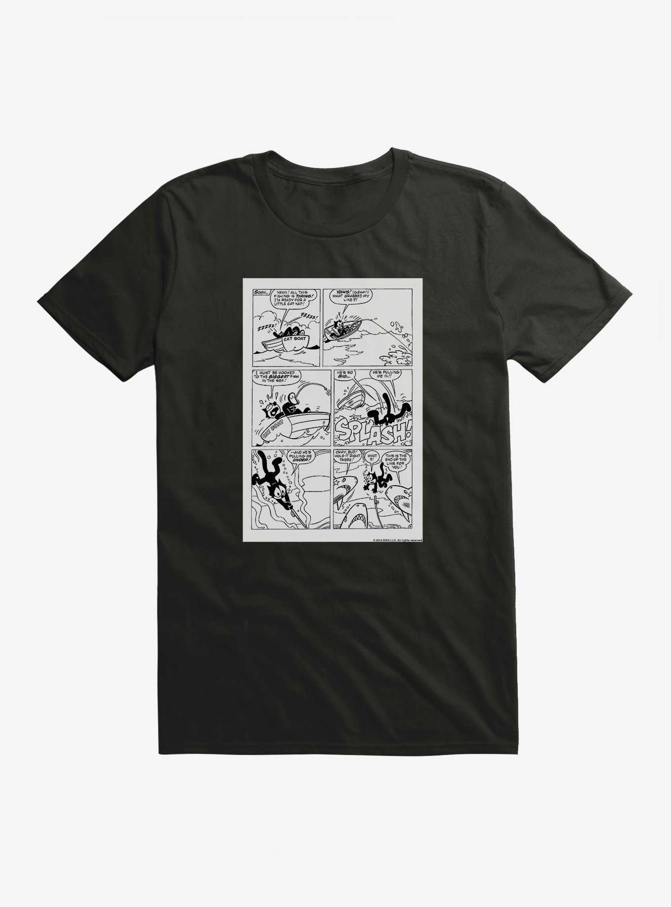 Felix The Cat Fishing Comic Strip T-Shirt, , hi-res
