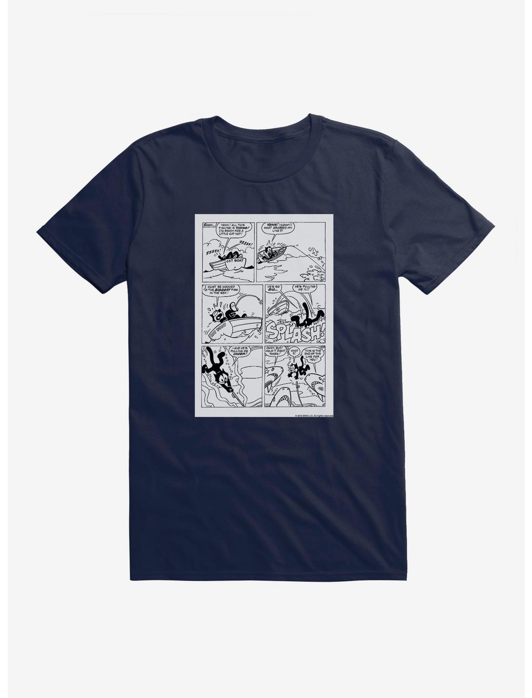 Felix The Cat Fishing Comic Strip T-Shirt, MIDNIGHT NAVY, hi-res