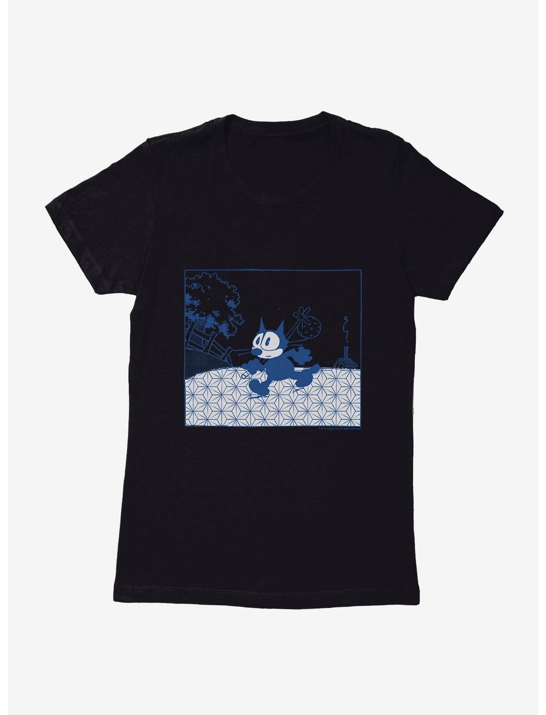 Felix The Cat Running Away Womens T-Shirt, BLACK, hi-res