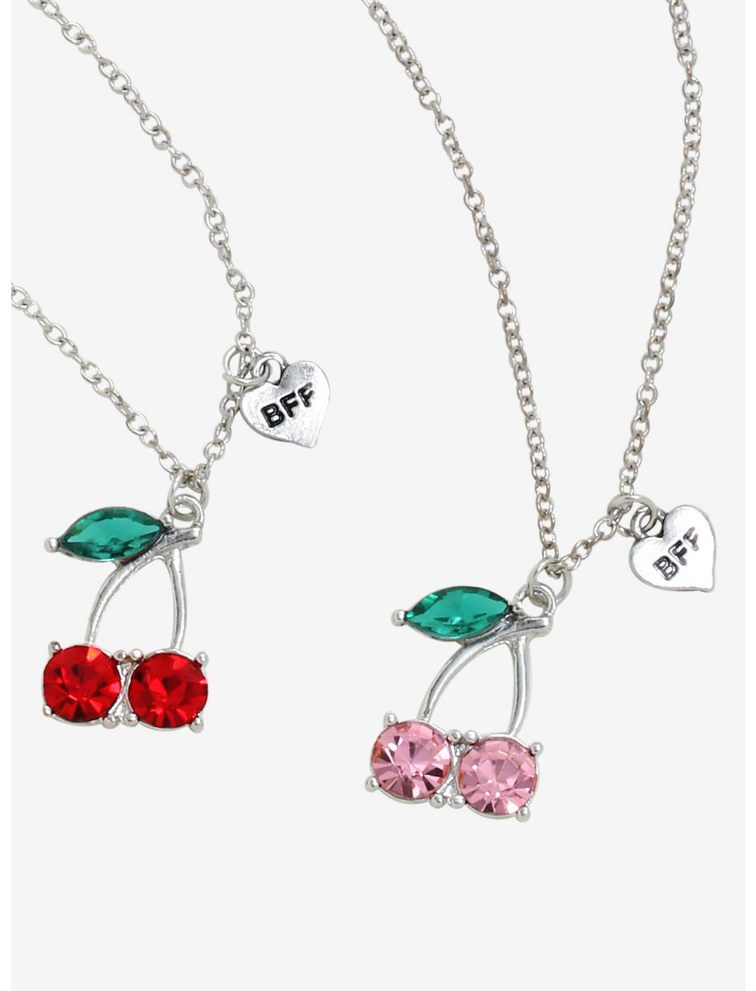 Pink & Red Cherry Best Friend Necklace Set, , hi-res