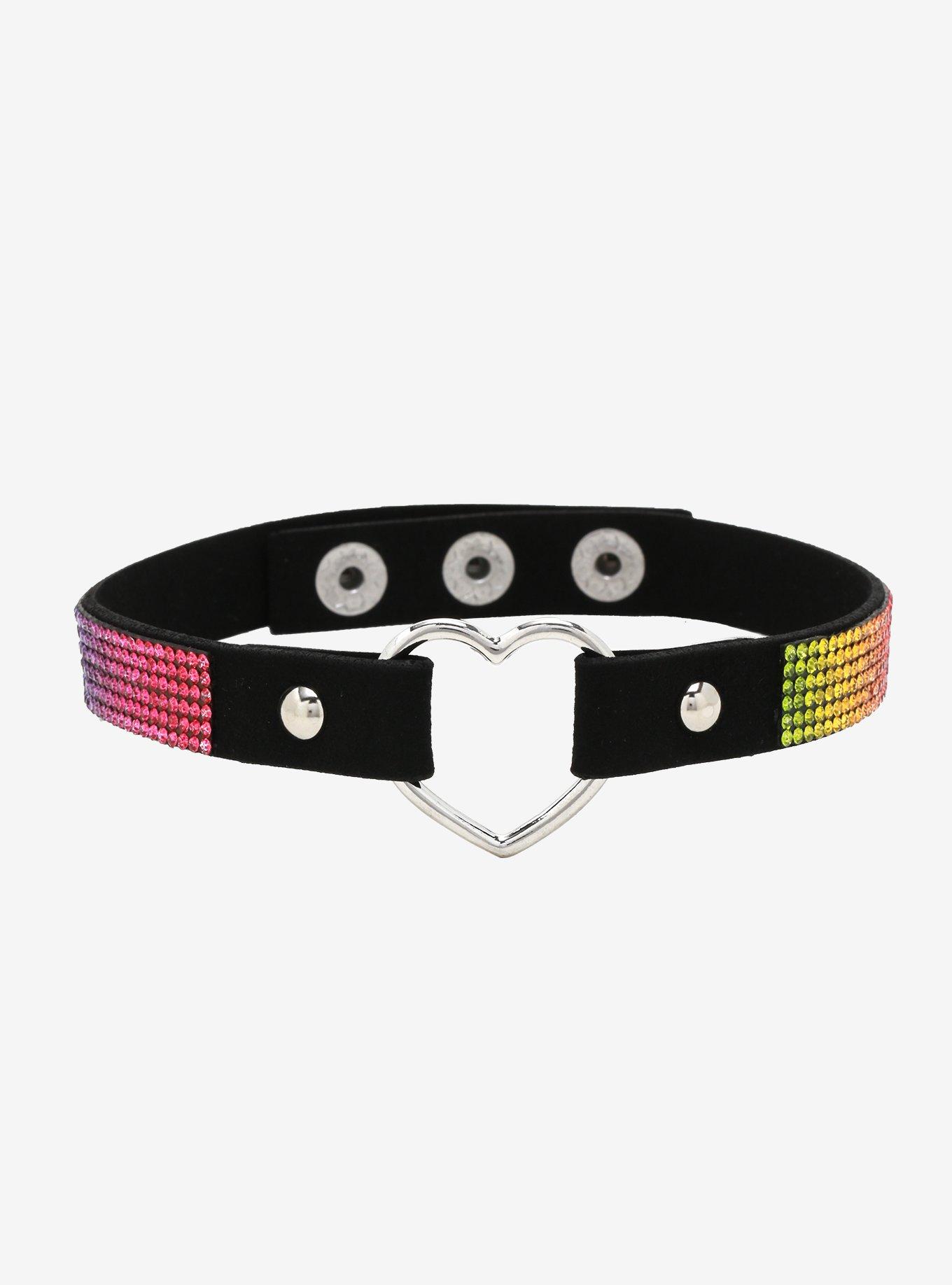 Rainbow Sparkle Heart Choker, , hi-res