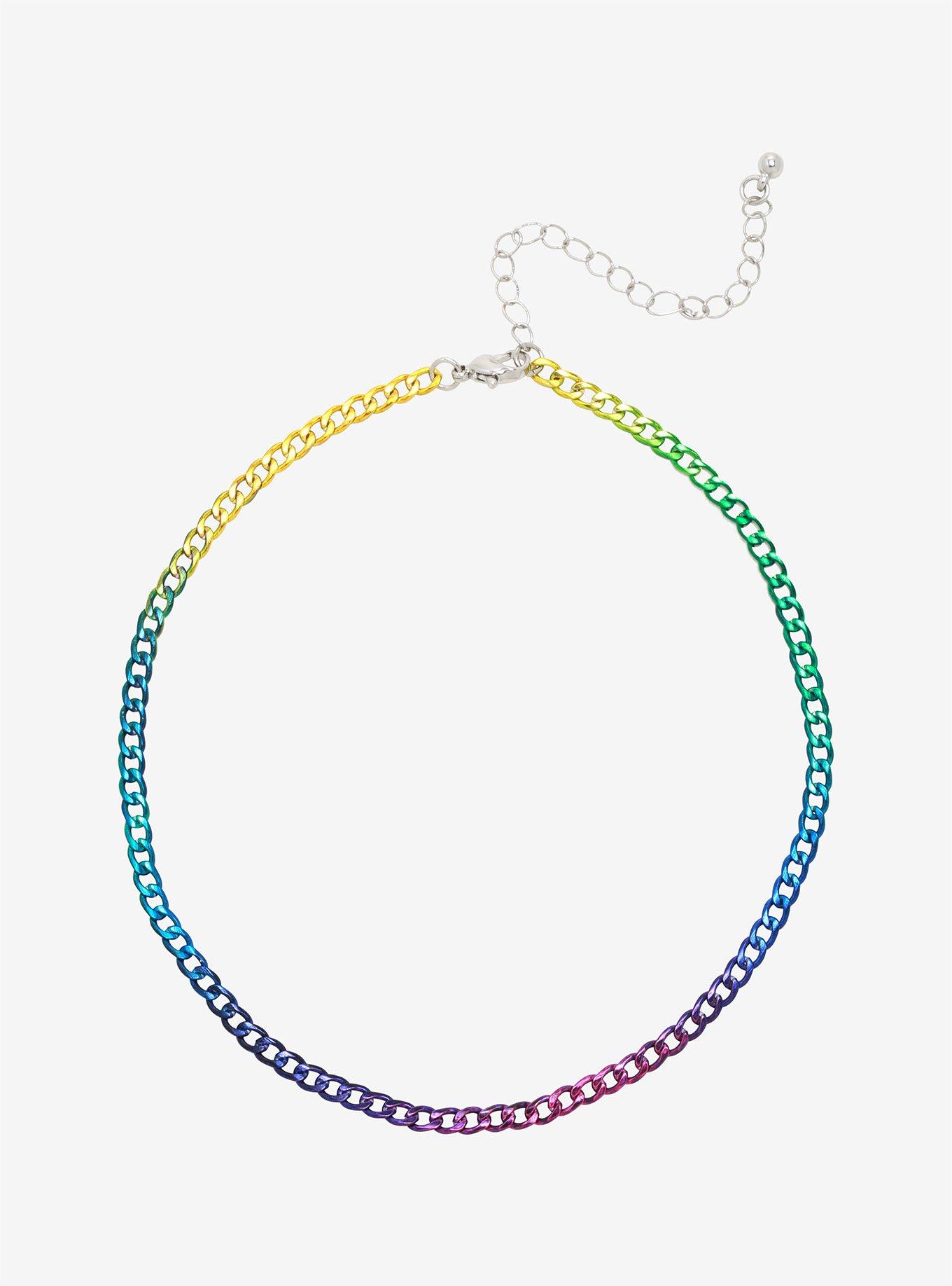 Rainbow Ombre Chain Choker, , hi-res