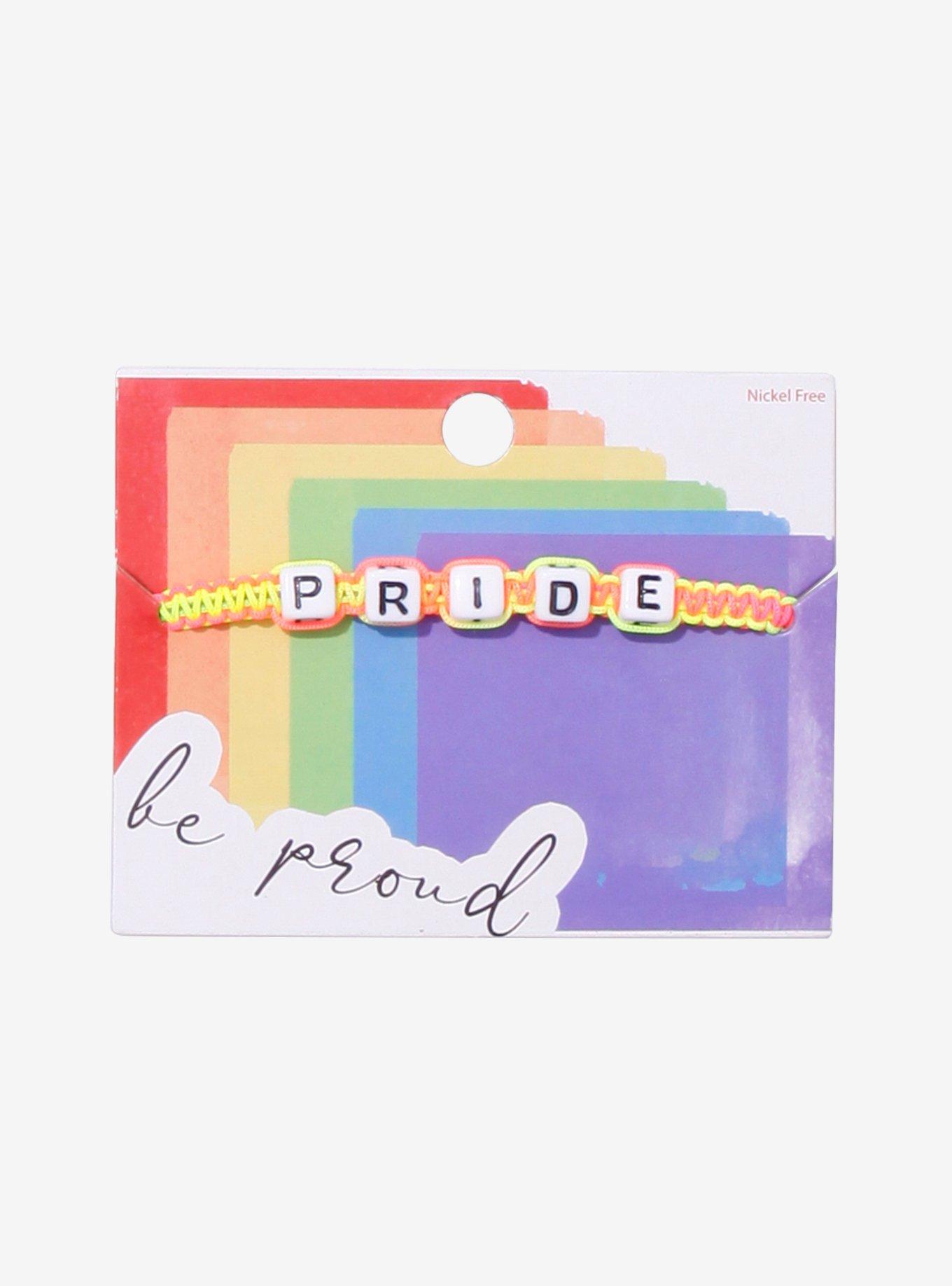 Rainbow Pride Letter Bead Cord Bracelet, , hi-res