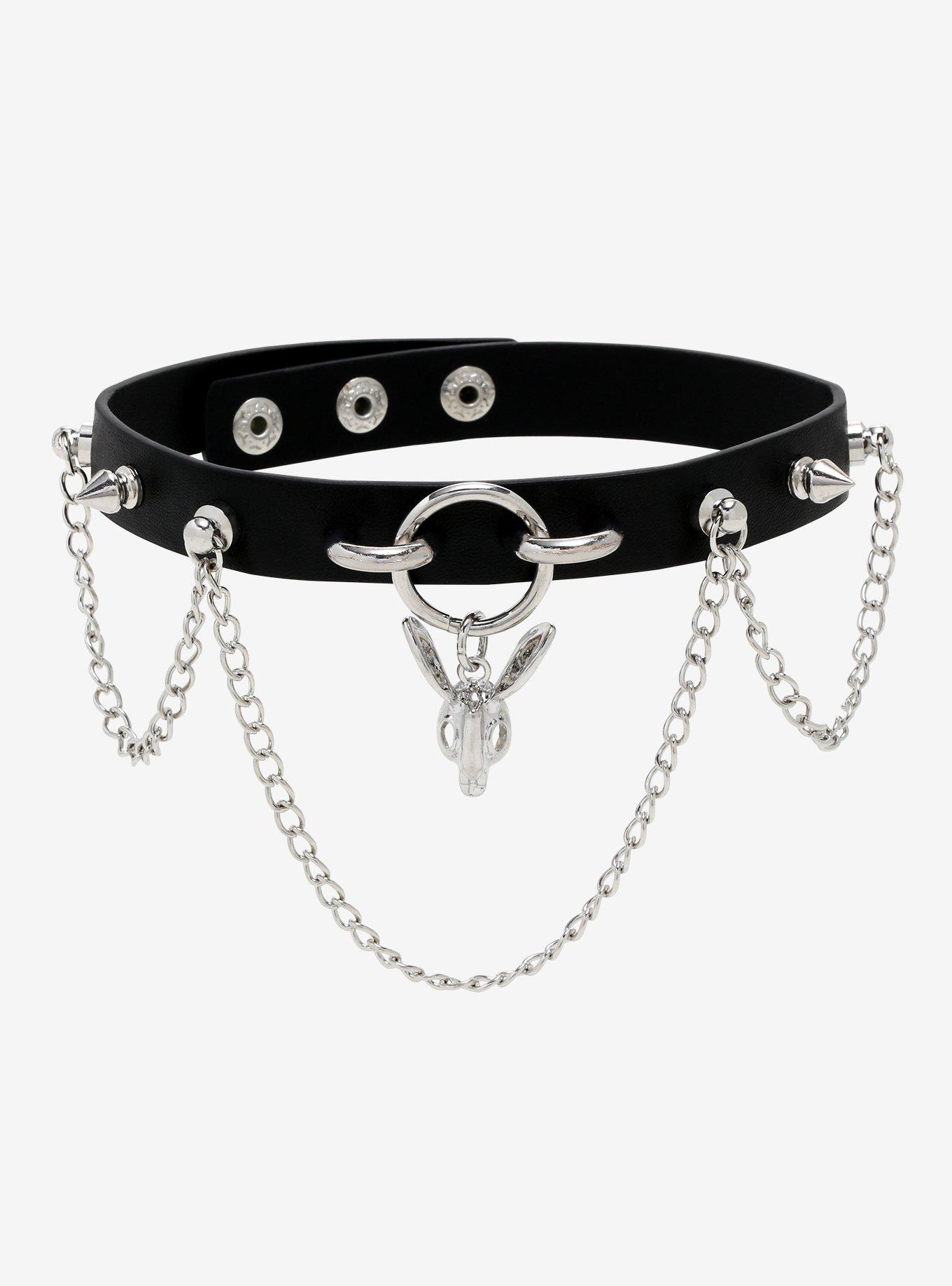 Rabbit Skull & Chains Faux Leather Choker | Hot Topic