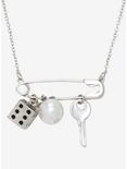 Safety Pin Charm Necklace, , hi-res