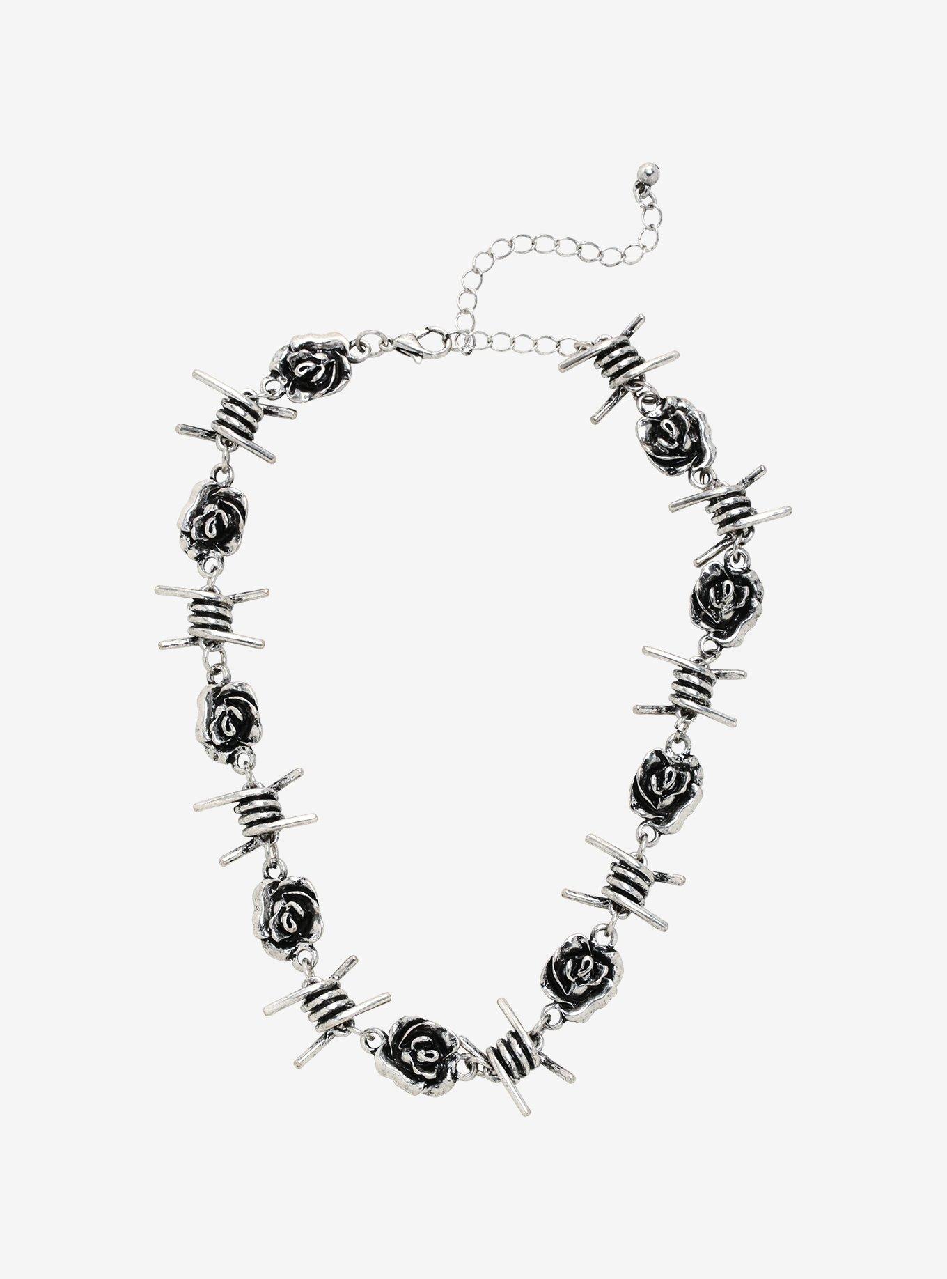 Barbed Wire & Roses Choker, , hi-res