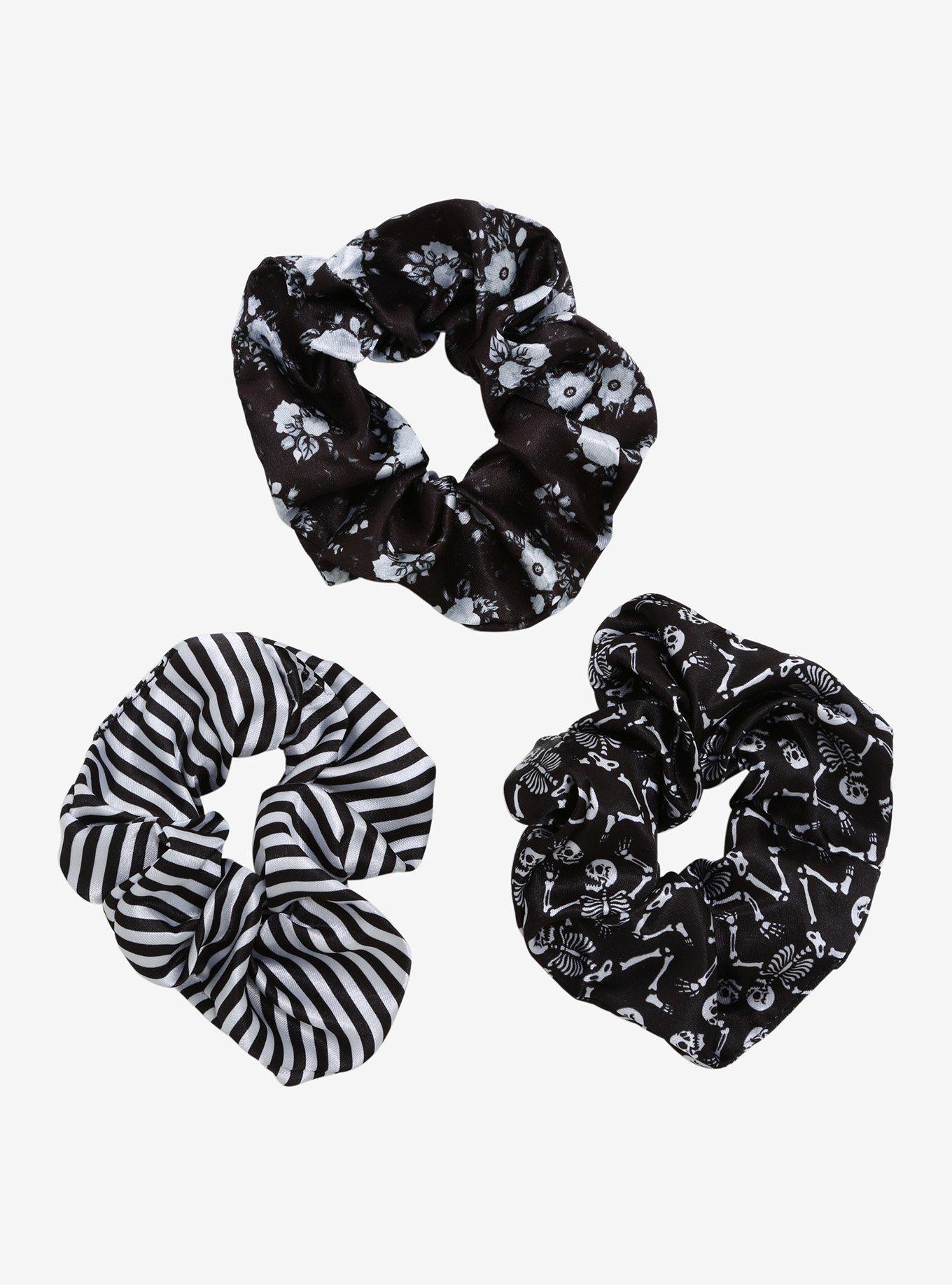 Stripe Skeletons & Roses Scrunchie Set, , hi-res