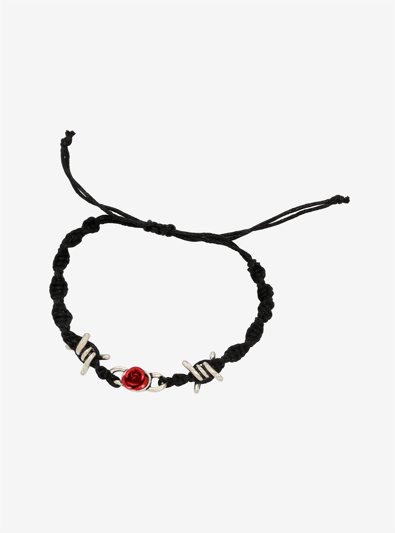Barbed Wire & Roses Cord Bracelet, , hi-res