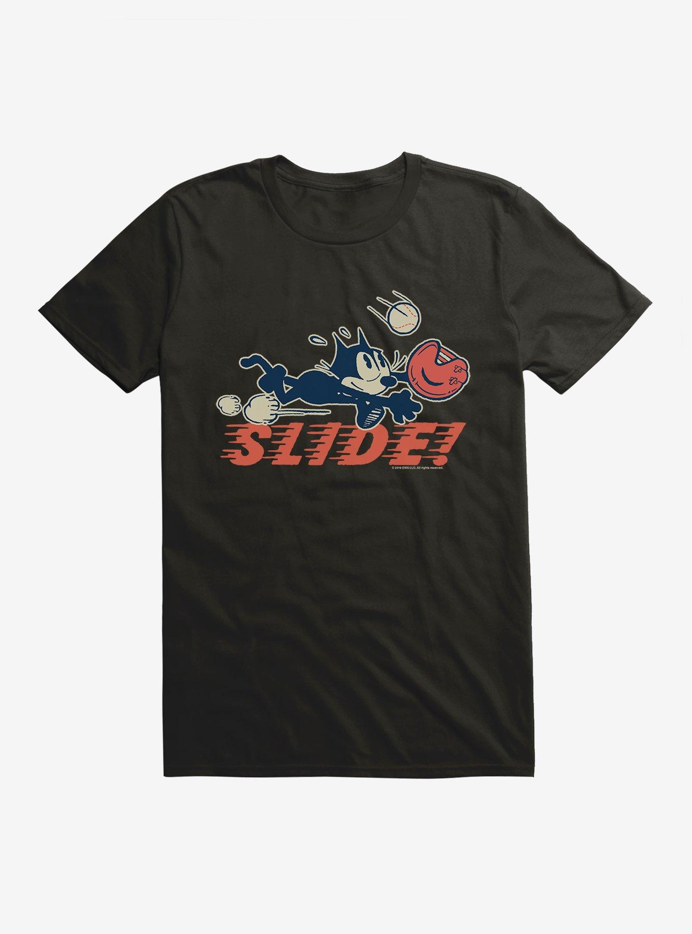 Felix The Cat Slide Baseball T-Shirt, BLACK, hi-res