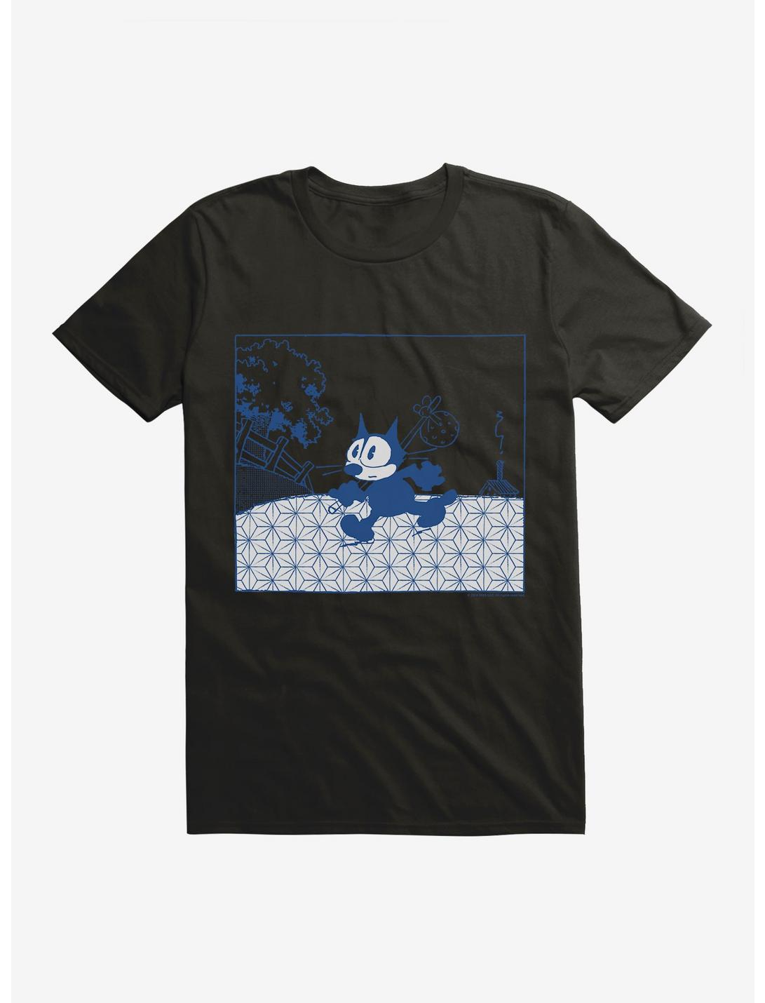 Felix The Cat Running Away T-Shirt, BLACK, hi-res