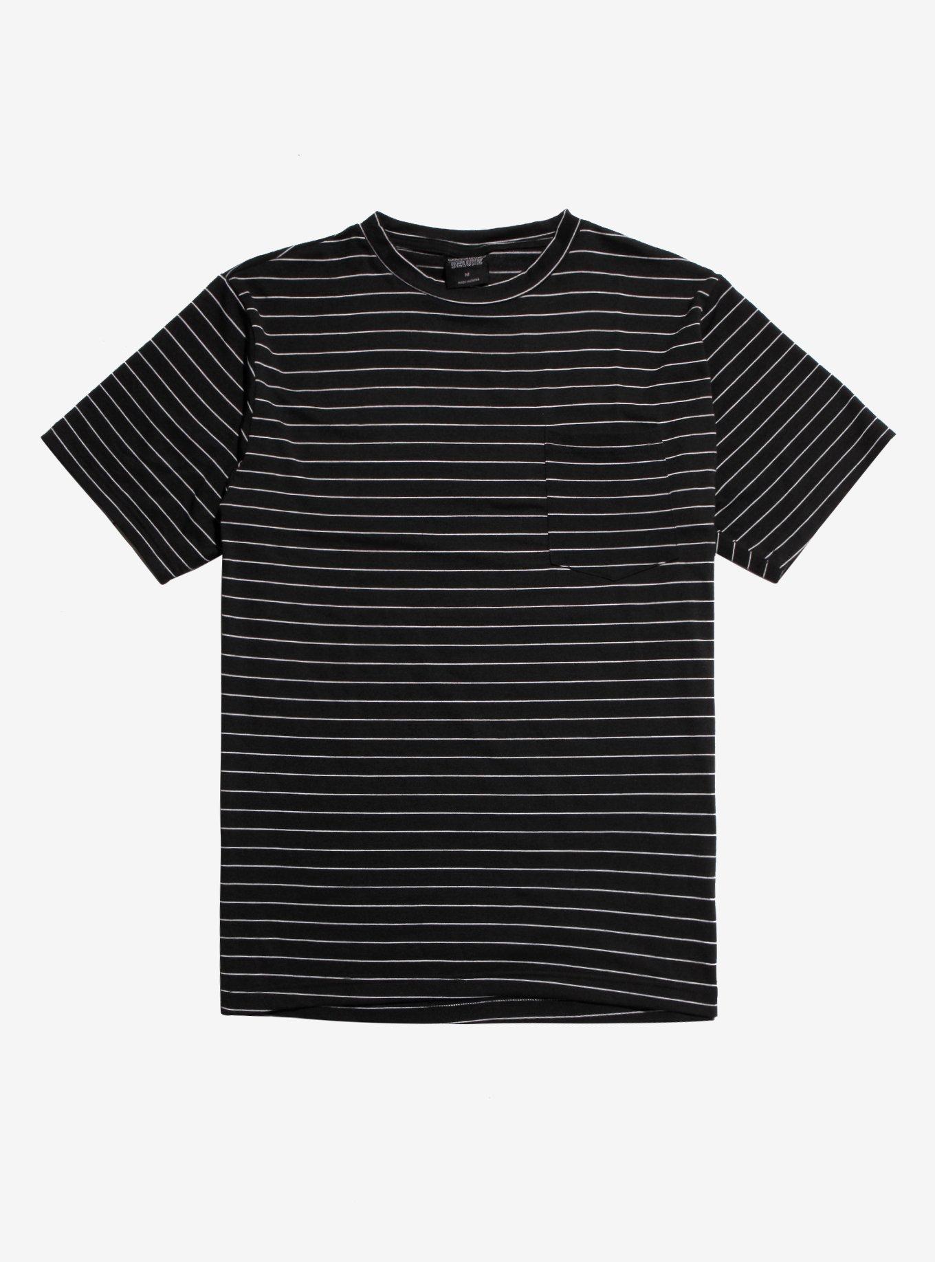 Black & White Striped Pocket T-Shirt | Hot Topic