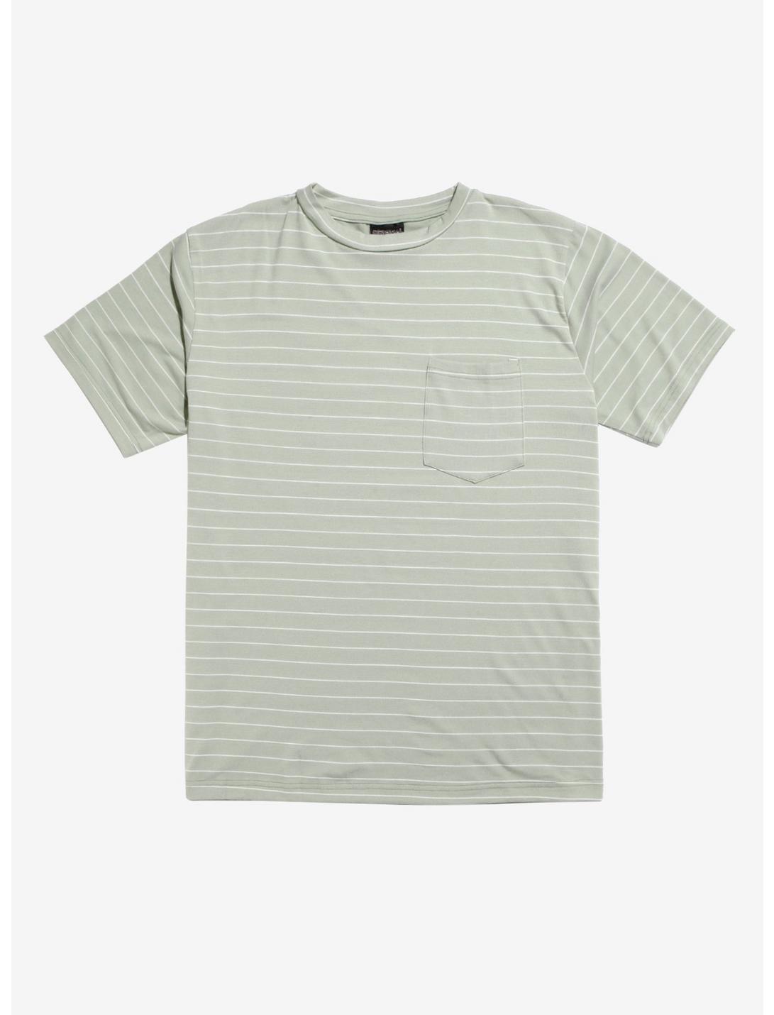 Green & White Striped Pocket T-Shirt, GREEN, hi-res