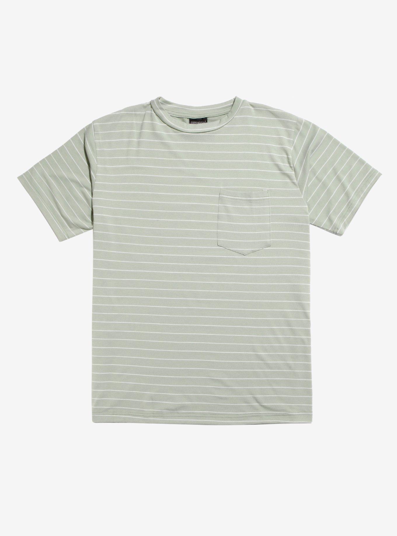 Green & White Striped Pocket T-Shirt, GREEN, hi-res