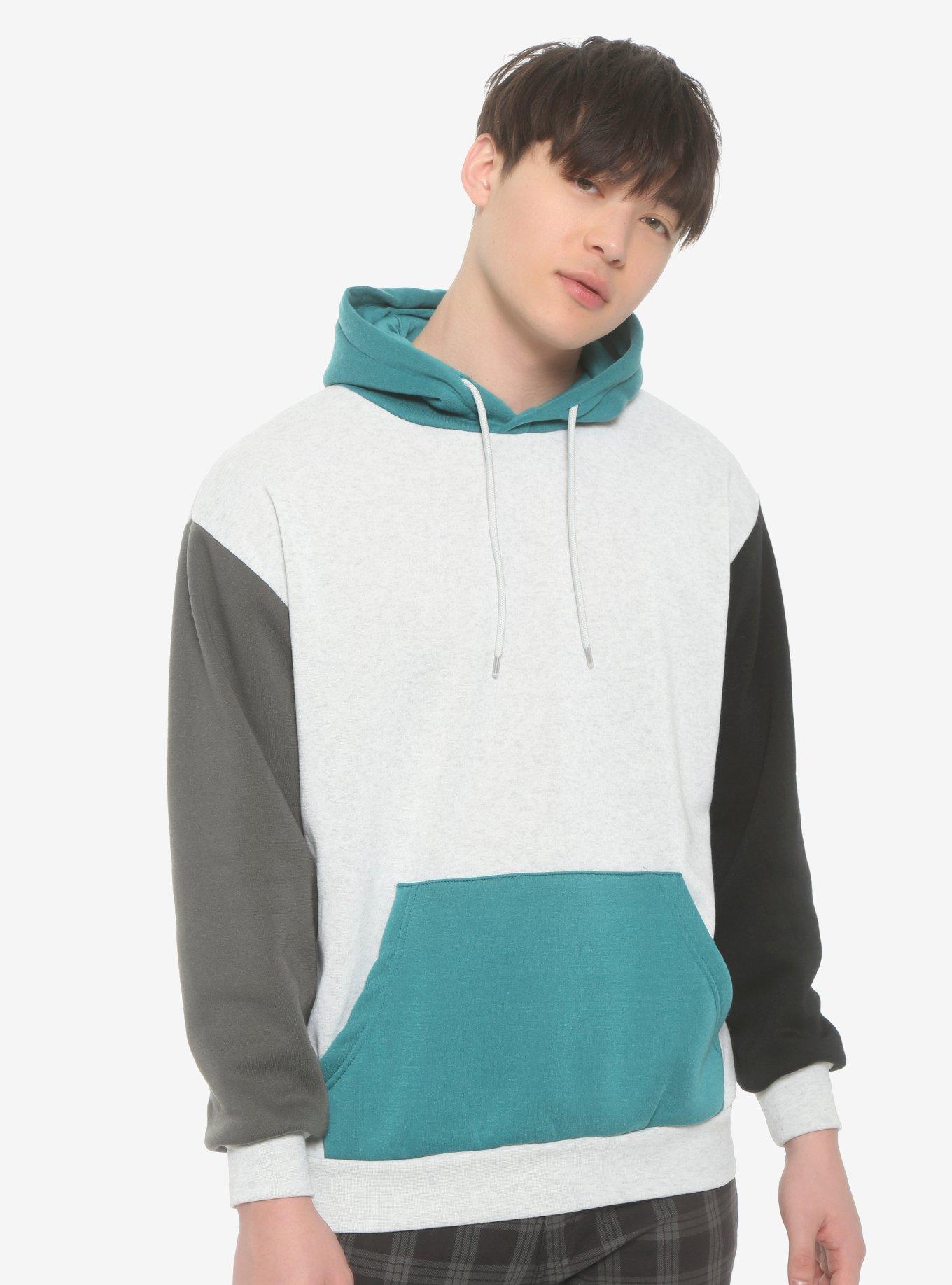 Teal Color-Block Hoodie, MULTI, hi-res