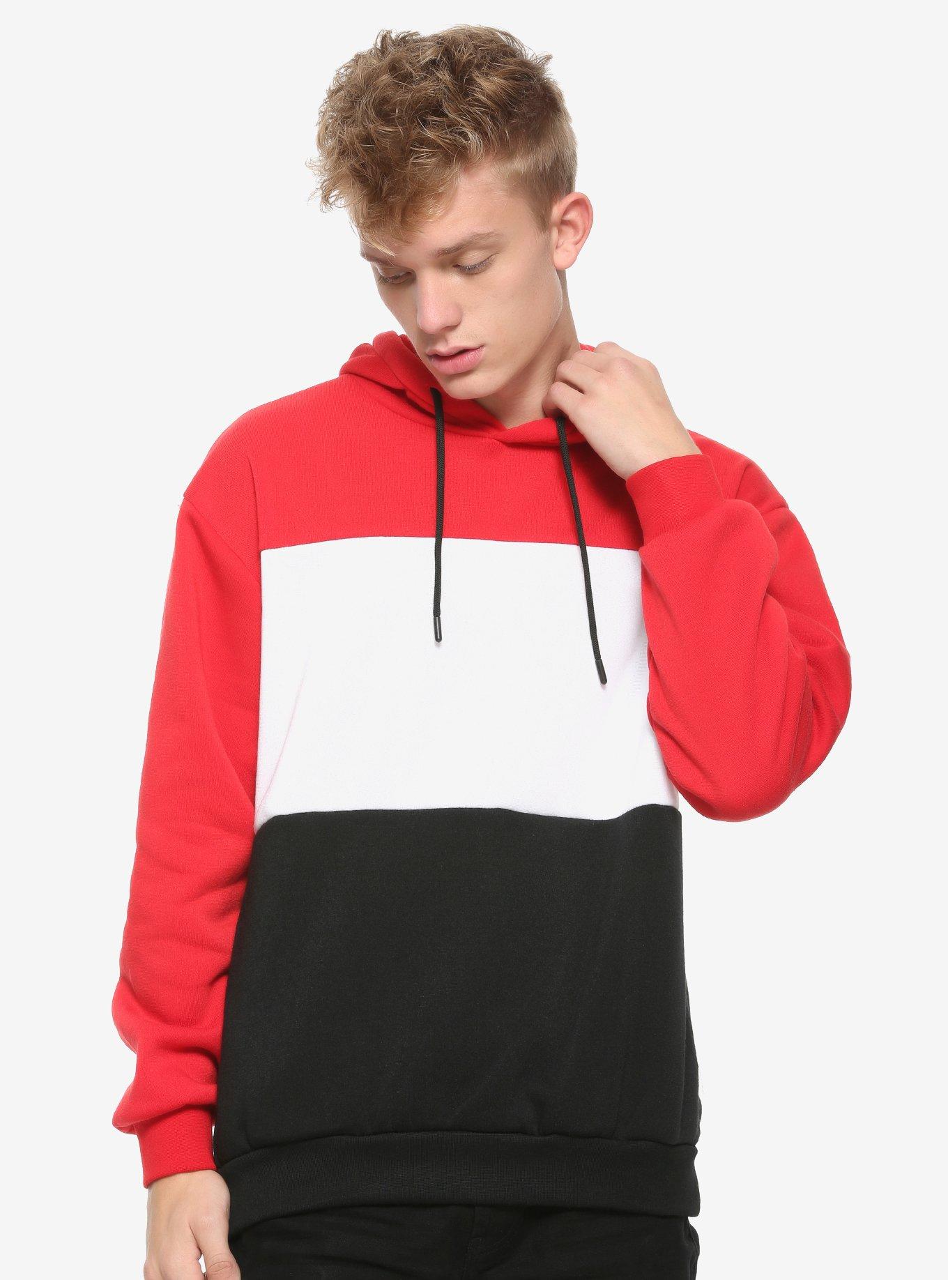 Red Color-Block Hoodie | Hot Topic