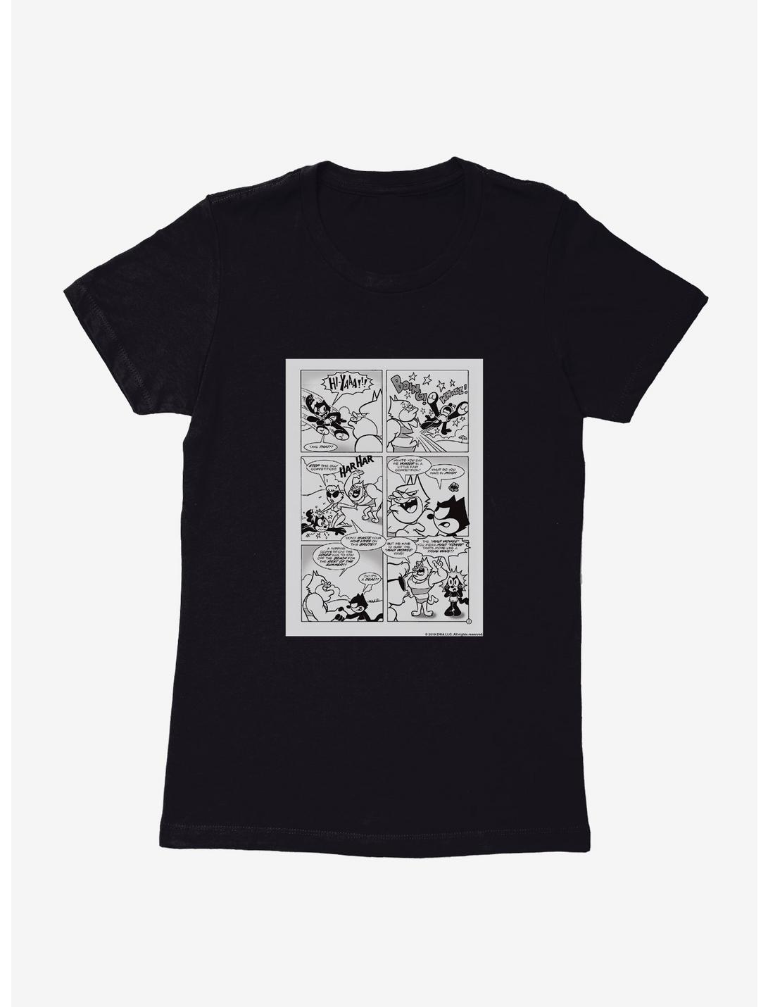 Felix The Cat Comic Strip Womens T-Shirt, BLACK, hi-res