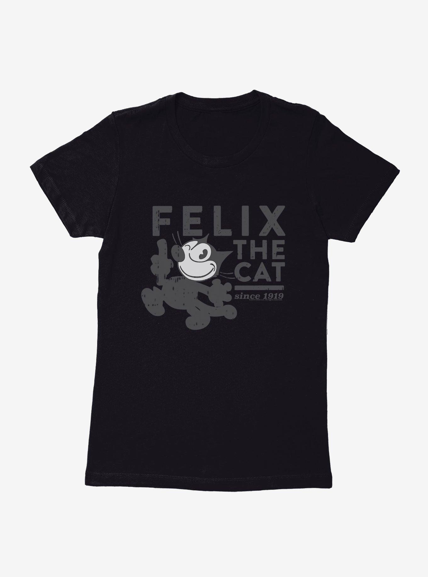 Felix The Cat Distressed Logo Womens T-Shirt, BLACK, hi-res